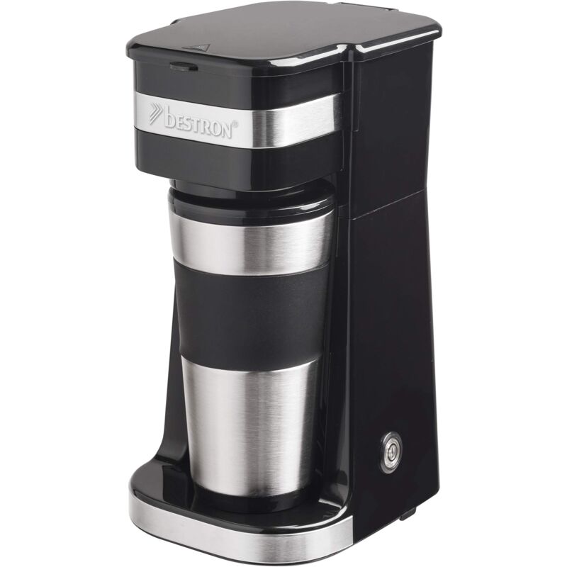 foto del prodotto caffettiera con tazza isolata, caffettiera da campeggio per caff macinato con filtro, piccola caffettiera per 2 tazze grandi, 750 watt, acciaio