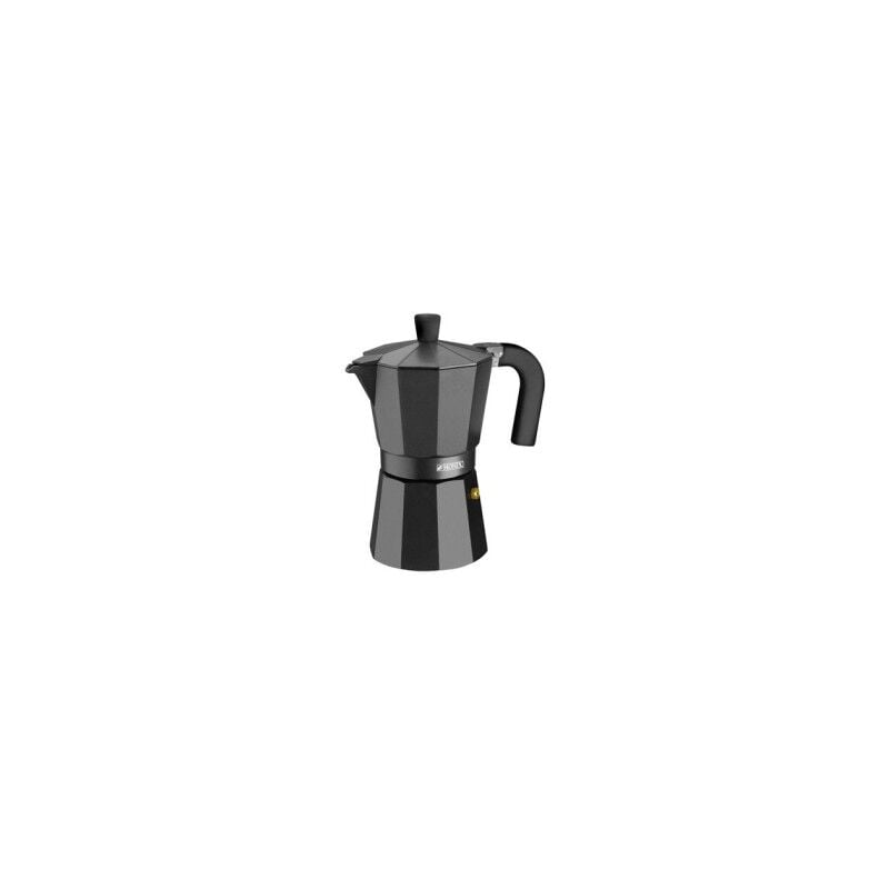 foto del prodotto caffettiera in alluminio nero con vetroceramica da 1t. monix