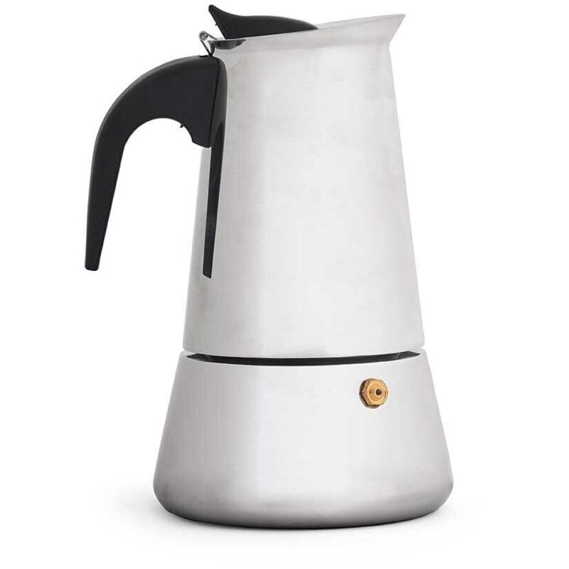 foto del prodotto caffettiera italiana kinvara nero argentato acciaio plastica 4 tazze