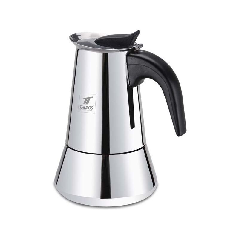foto del prodotto caffettiera thulos da 10 tazze, finitura acciaio inox.