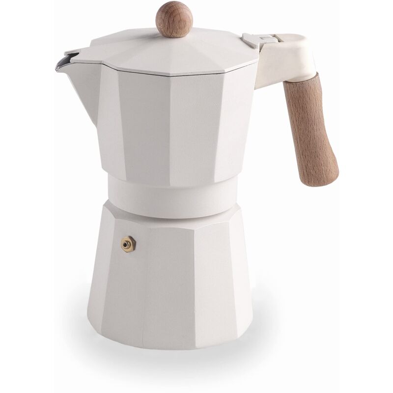 foto del prodotto caffettiera trento bianca italiana, caffettiera espressa, fusione di alluminio, adatta a tutti i tipi di fuochi inclusa induzione, capacità 6 tazze, finitura bianco opaco, 62096 - lacor
