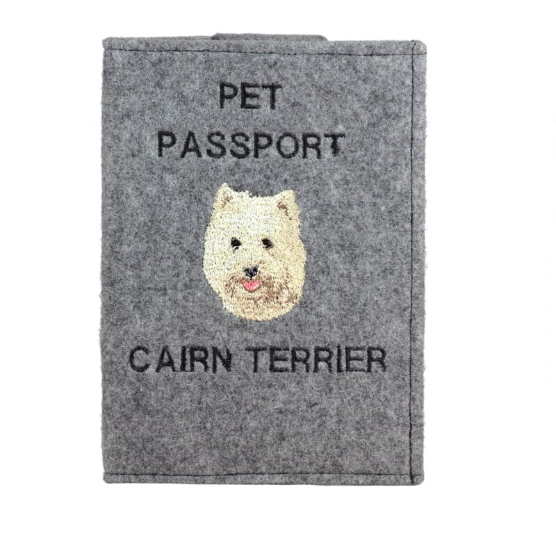 foto del prodotto cairn terrier portapassaporto per cani, portadocumenti, regalo per viaggiatori di art dog