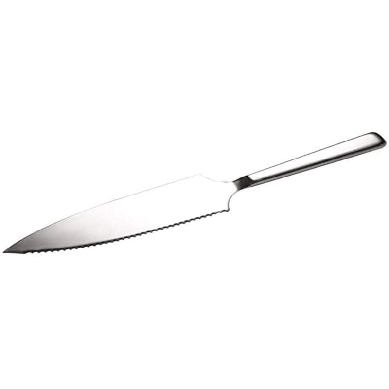foto del prodotto cake server classic, server per torte, aiuto in cucina, aiuto in pasticceria, altamente lucidato, con un bordo seghettato, manico cavo dal profilo