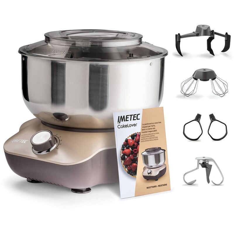 foto del prodotto cakelover, impastatrice planetaria di 5l per torte, dolci, pizza, pane, pasta 1500 w, 6 velocit , ciotola in acciaio inox, doppio gancio, fruste 