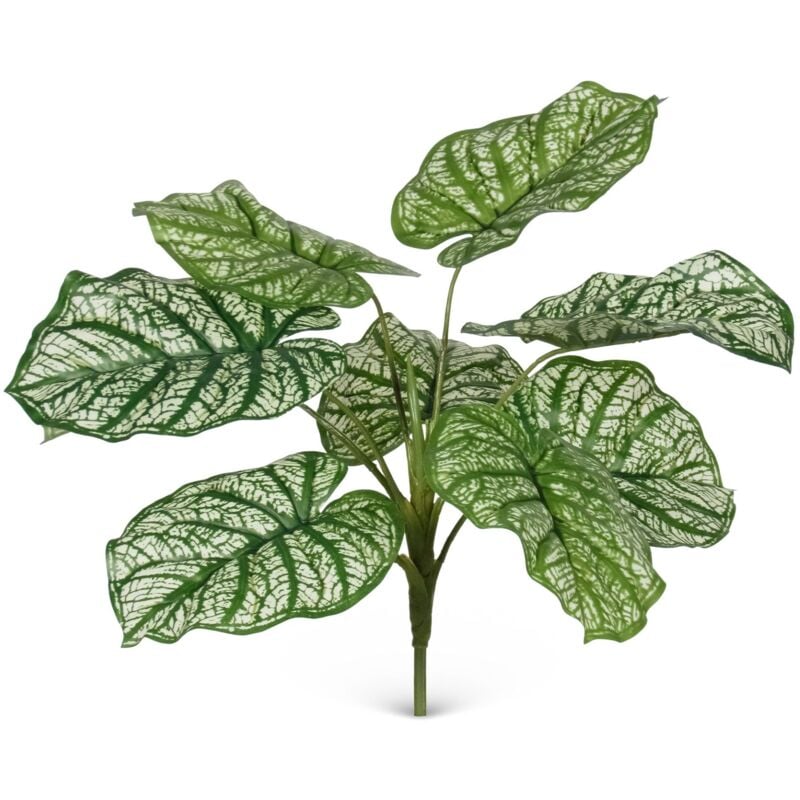 foto del prodotto caladium cespuglio artificiale con 9 foglie variegato h 47 cm