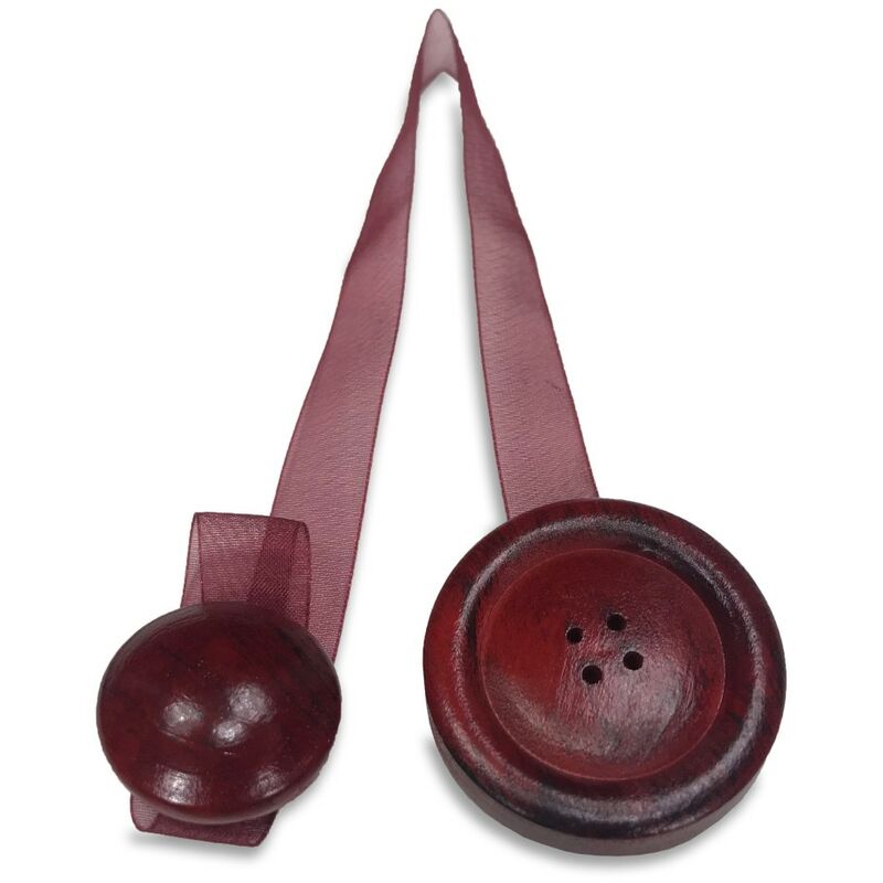 foto del prodotto calamita ferma tenda in legno calamite per tende legatende bottone rosso bordeaux