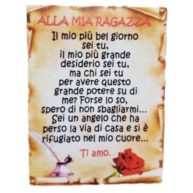 foto del prodotto calamita magnete magnetino rettangolare idea regalo frasi dedica fidanzata trade shop traesio