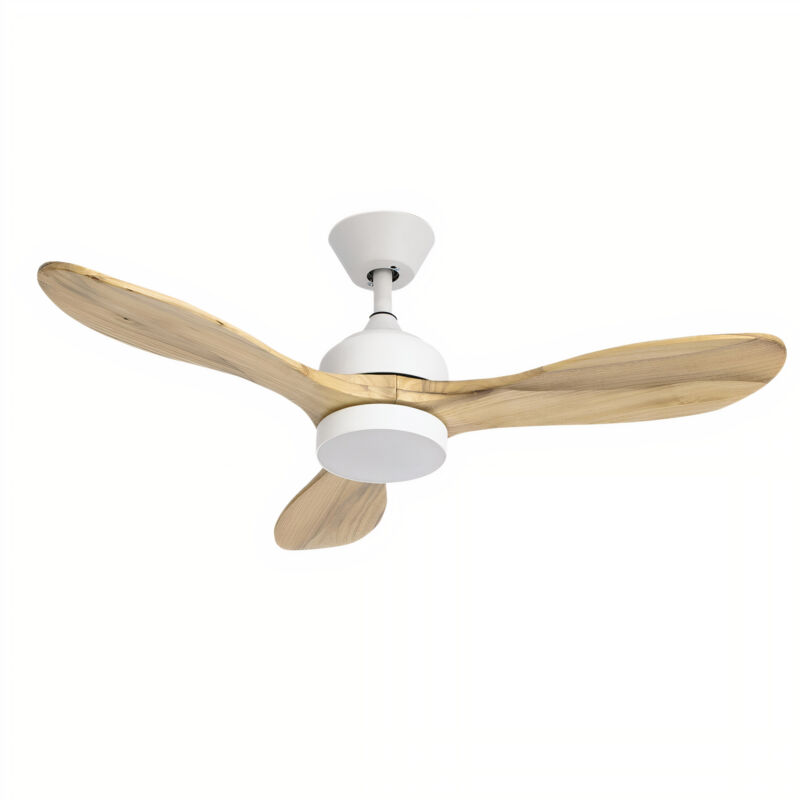 foto del prodotto calar ventilador con selector de temperatura en color blanco y las palas de madera
