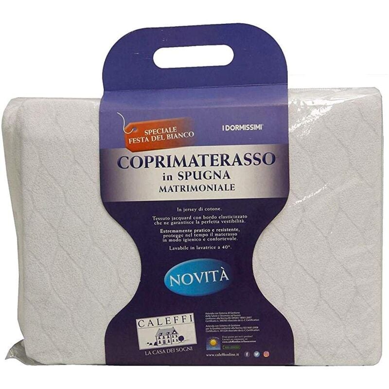 foto del prodotto caleffi 11630, spugna coprimaterasso jersey per matrimoniale letto, taglia unica