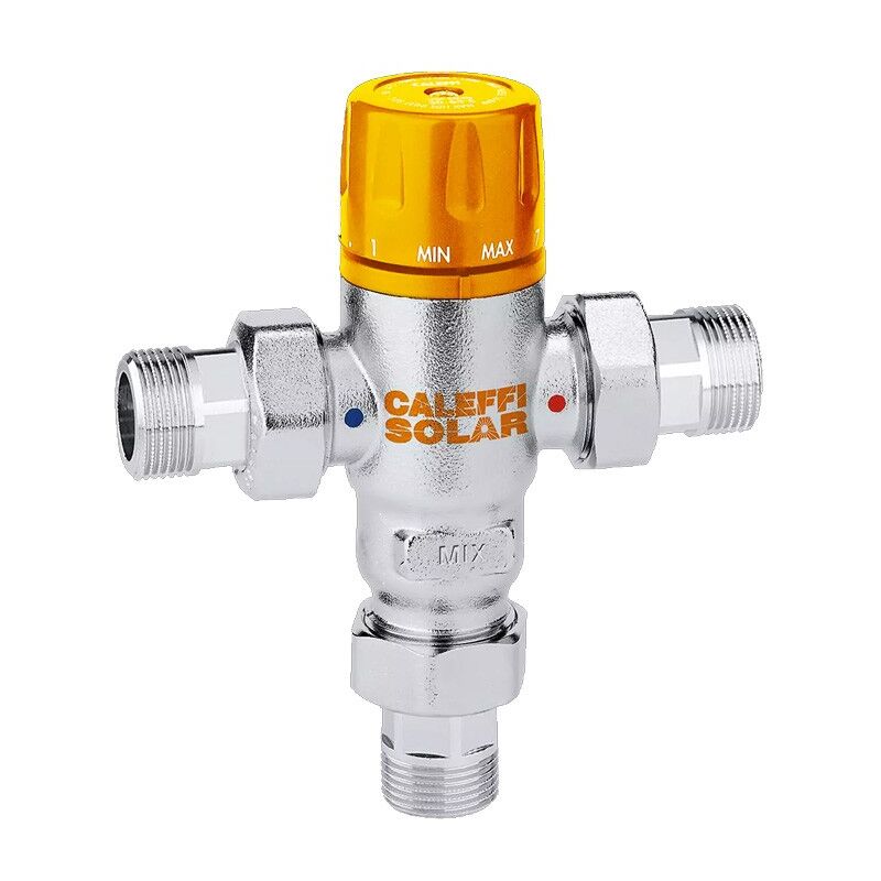 foto del prodotto caleffi 2521 solar miscelatore termostatico regolabile 3 4 30 65 c con valvola 252153