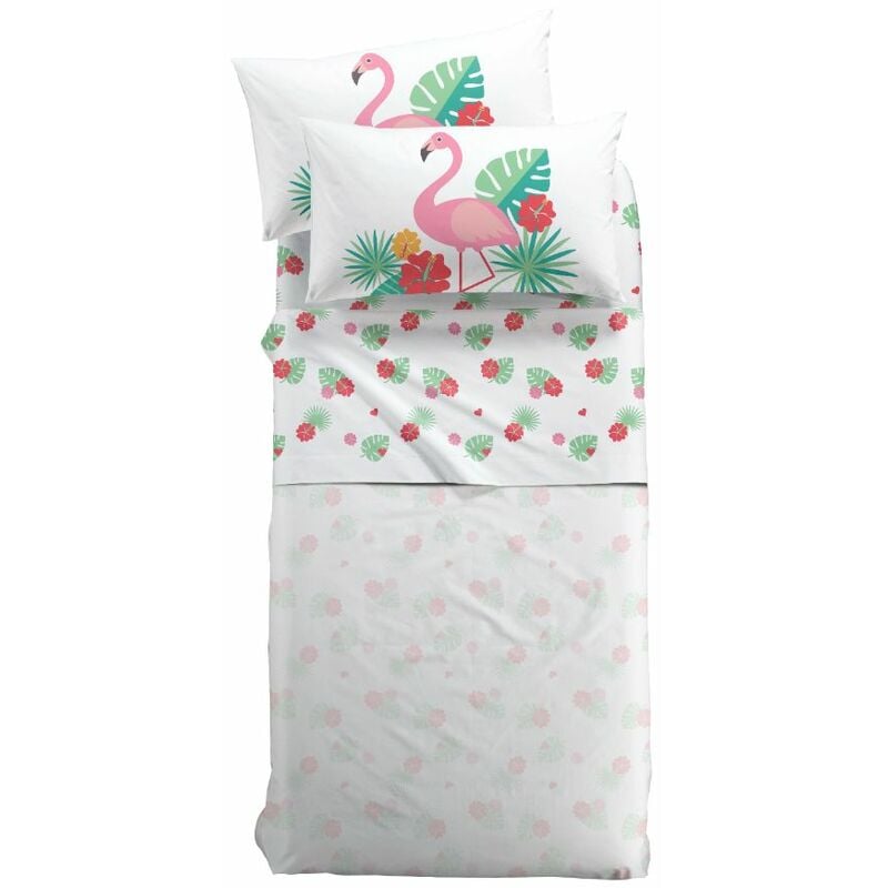 foto del prodotto caleffi - fiesta completo lenzuola fenicottero letto singolo - multicolor
