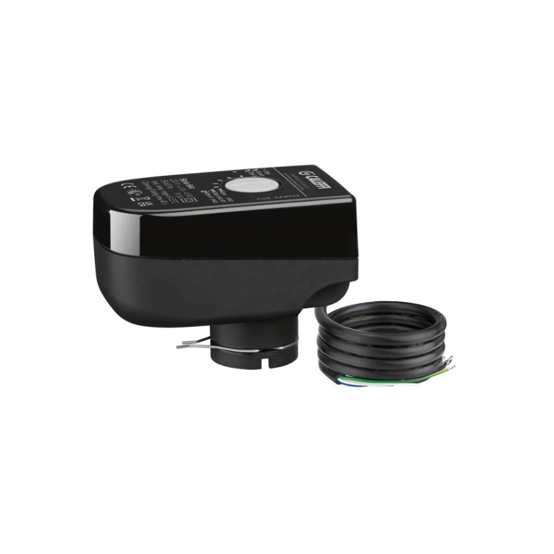 foto del prodotto caleffi motore di ricambio con comando a 3 contatti per valvole di zona a sfera, tempo di manovra 10s, tensione 230v 644032 nero