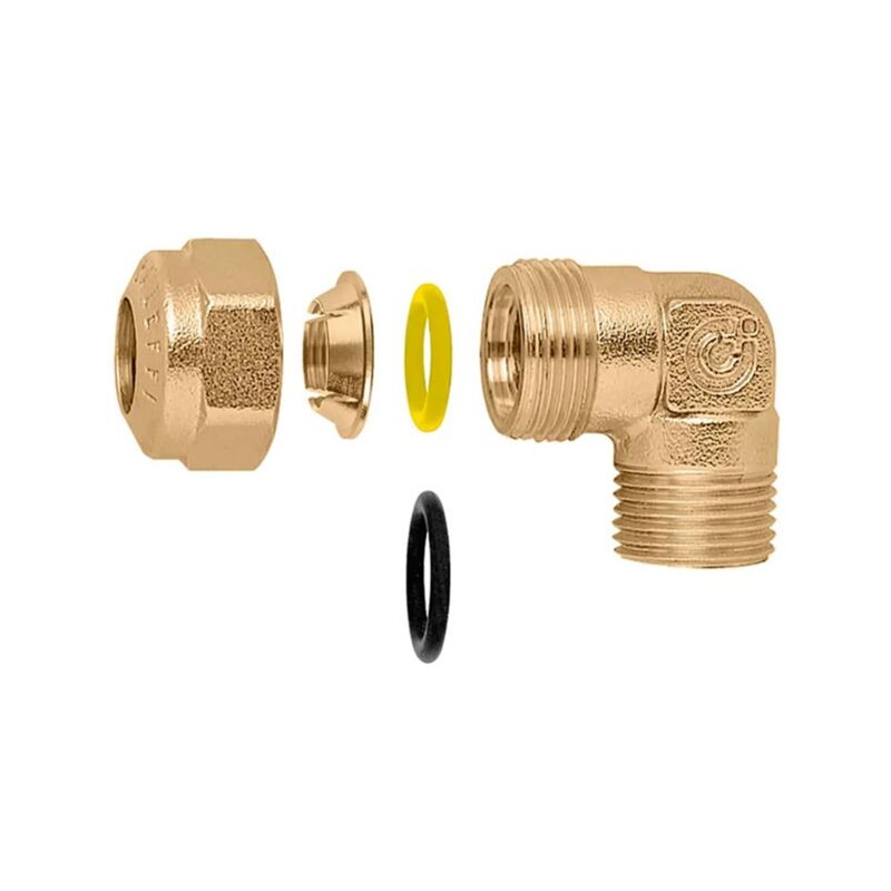 foto del prodotto caleffi raccordo curvo maschio. attacco g 1 2 a iso 228 1 m ingresso 18 uscita per tubi in rame ricotto, rame crudo, ottone, acciaio dolce