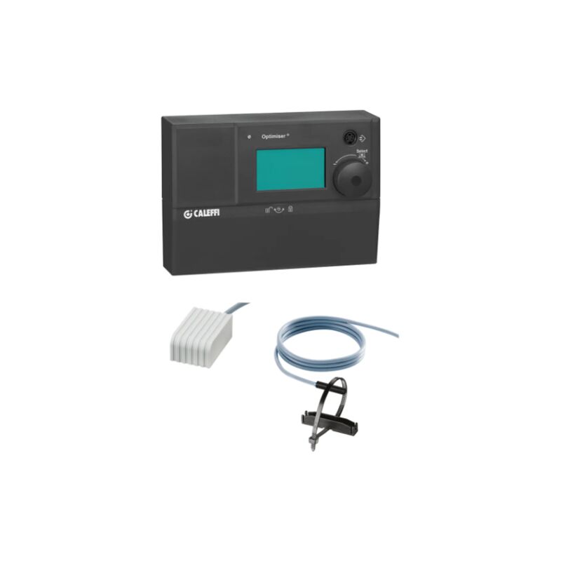 foto del prodotto caleffi regolatore climatico completo di sonde di mandata a contatto e sonda esterna, 1 canale 152001 nero