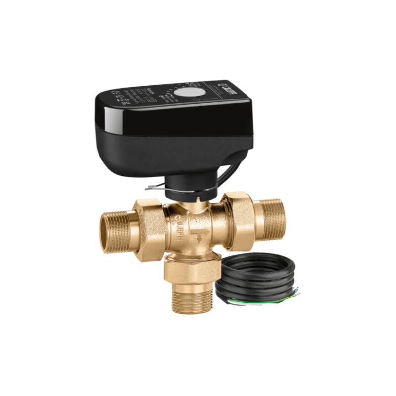 foto del prodotto caleffi valvola di zona a sfera a tre vie versione by pass motorizzata, 3 4 , tensione 230v 644352 3by 3 4