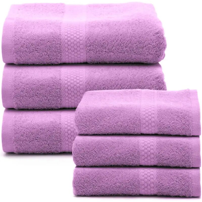 foto del prodotto caleffionline caleffi set asciugamani 100 cotone, 3 viso 55x100 cm 3 bidet 40x60 cm,lavanda