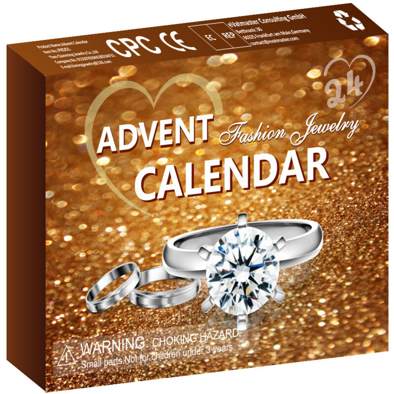 foto del prodotto calendario dell avvento 2023 per bambini, conto alla rovescia per natale, portagioie, anello, collana, orecchini, 24 pezzi rapanda