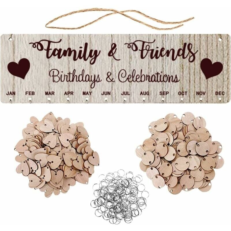 foto del prodotto calendario promemoria di compleanno in legno per la famiglia e gli amici regalo di compleanno
