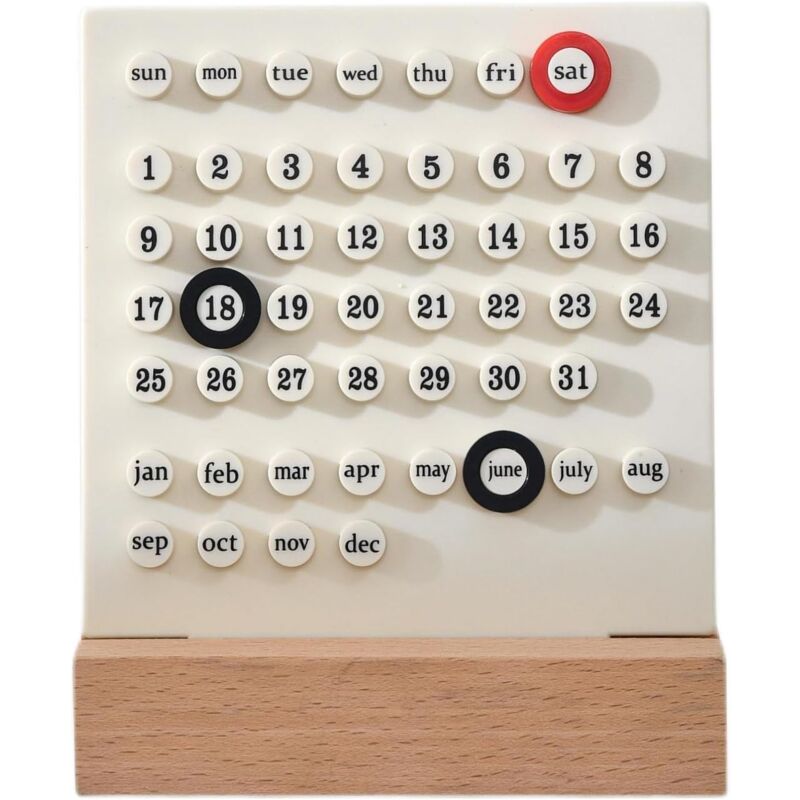 foto del prodotto calendrier de bureau en bois calendrier perp tuel r tro maison cadeaux uniques, affichage de la date du mois, d corations de bureau pour bureau, blanc