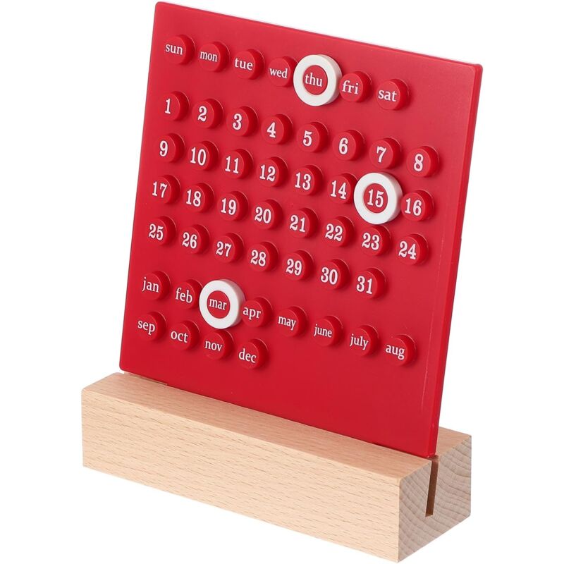 foto del prodotto calendrier de bureau en bois calendrier perp tuel r tro maison cadeaux uniques, affichage de la date du mois, d corations de bureau pour bureau, rouge