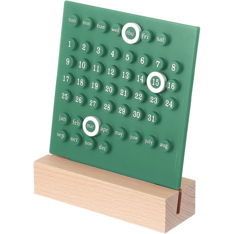 foto del prodotto calendrier de bureau en bois calendrier perp tuel r tro maison cadeaux uniques, affichage de la date du mois, d corations de bureau pour bureau, vert