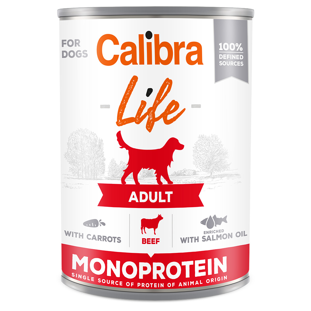 foto del prodotto calibra dog life adult 6 x 400 g manzo con carote