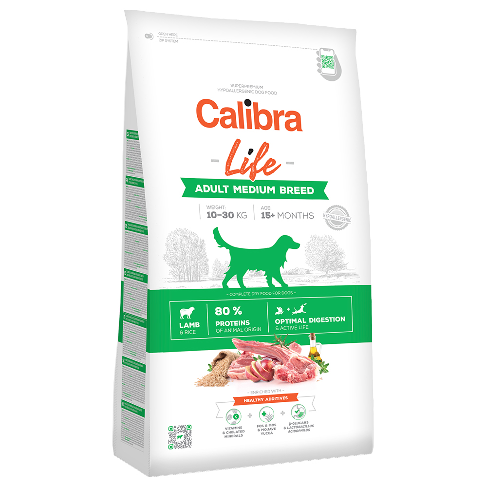 foto del prodotto calibra dog life adult medium breed agnello crocchette per cane 12 kg