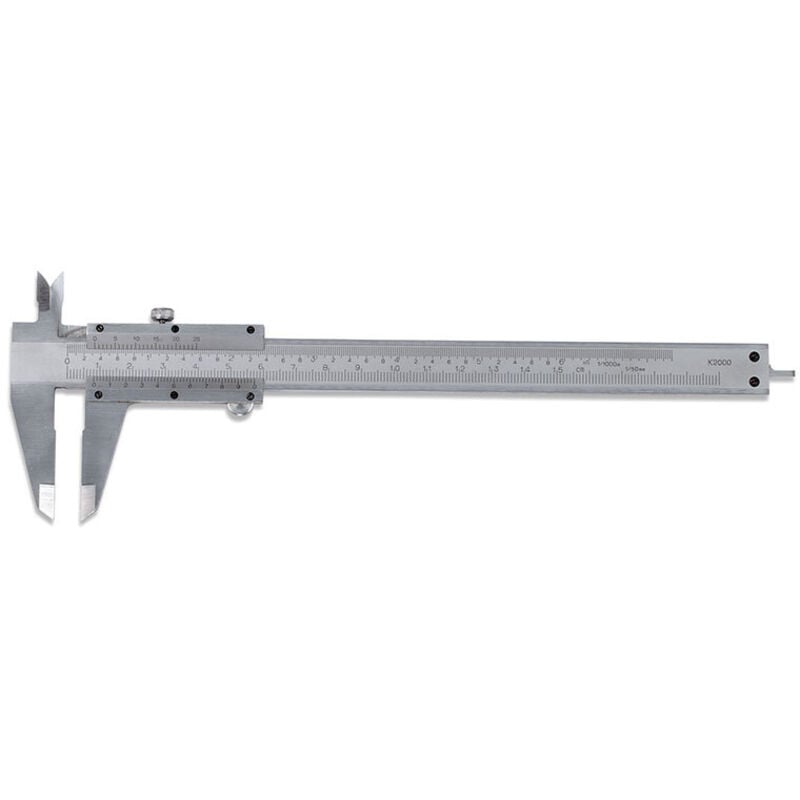 foto del prodotto calibro analogico in acciaio satinato graduato utile 150 mm fervi c019 150