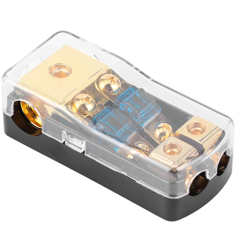 foto del prodotto calibro da 0 4 in ingresso a calibro 4 8 in uscita blocco di distribuzione fusibili da 60a portafusibile mini anl a 2 vie per sistema audio per