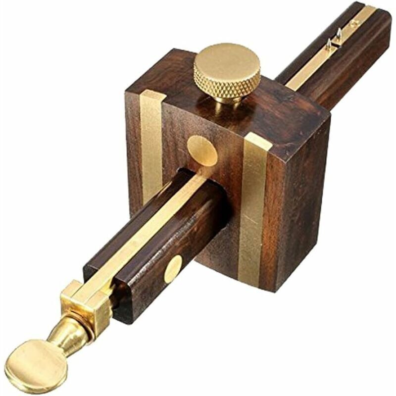 foto del prodotto calibro per marcatura del legno, calibro di profondit della mortasa scriba per legno con strumento di misurazione della vite in ottone