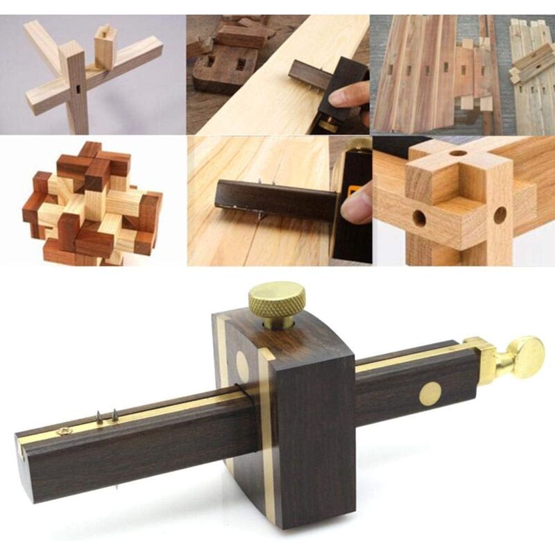 foto del prodotto calibro per mortasa strumento multifunzione per la lavorazione del legno marcatura delle viti metriche marcatore in ebano
