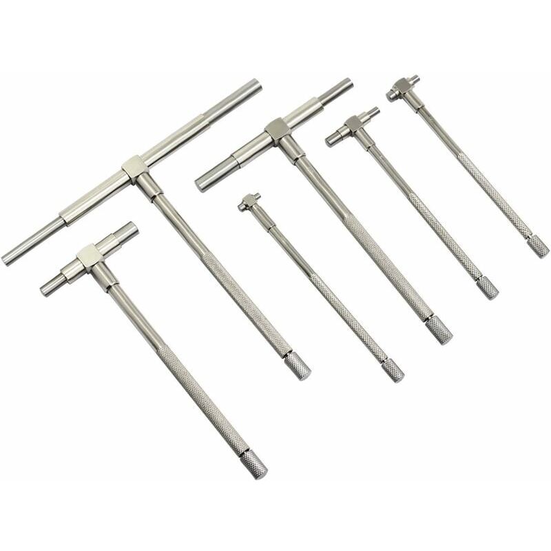 foto del prodotto calibro telescopico di precisione da 6 pezzi, kit foro di misurazione micrometro interno 8 150 mm, dispositivo di ispezione normativa, argento, sei