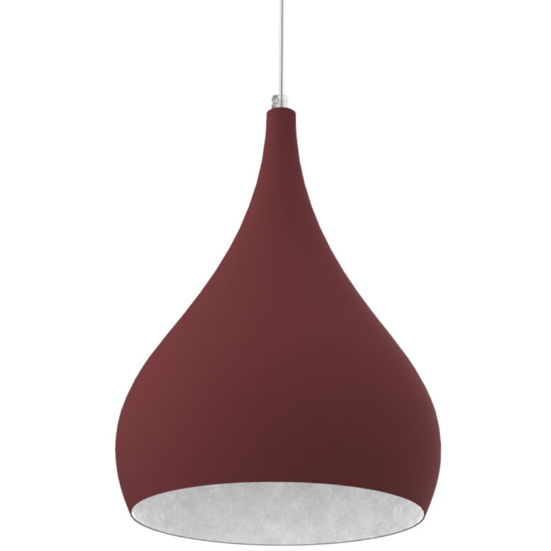 foto del prodotto calice sospensione, 1x e27, max 42w, metallo, rosso cowhide bianco, d.20cm lumicom