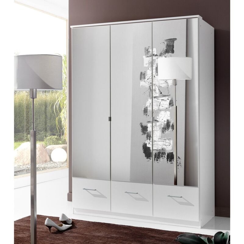 foto del prodotto calicosy armadio 3 ante specchio e 3 cassetti l135 cm