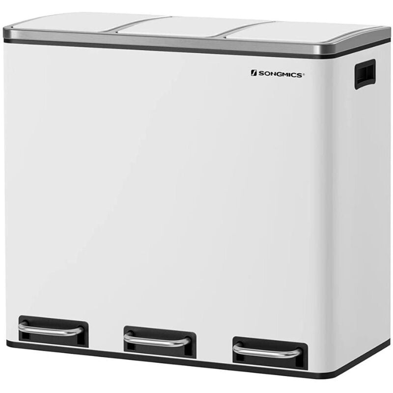foto del prodotto calicosy bidone per la raccolta differenziata con 3 scomparti da 18l, bianco con pedale