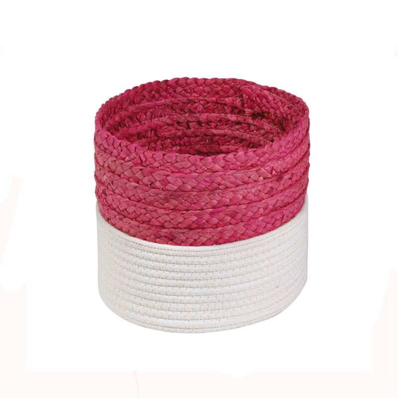 foto del prodotto calicosy cesto bicolore bianco e rosa in corda