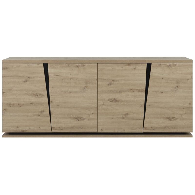 foto del prodotto calicosy credenza 4 ante effetto rovere e nero l221 cm crack