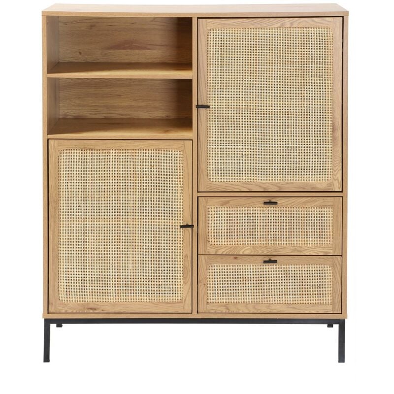 foto del prodotto calicosy credenza alta con facciate in rattan naturale l100 x h120 cm jaya