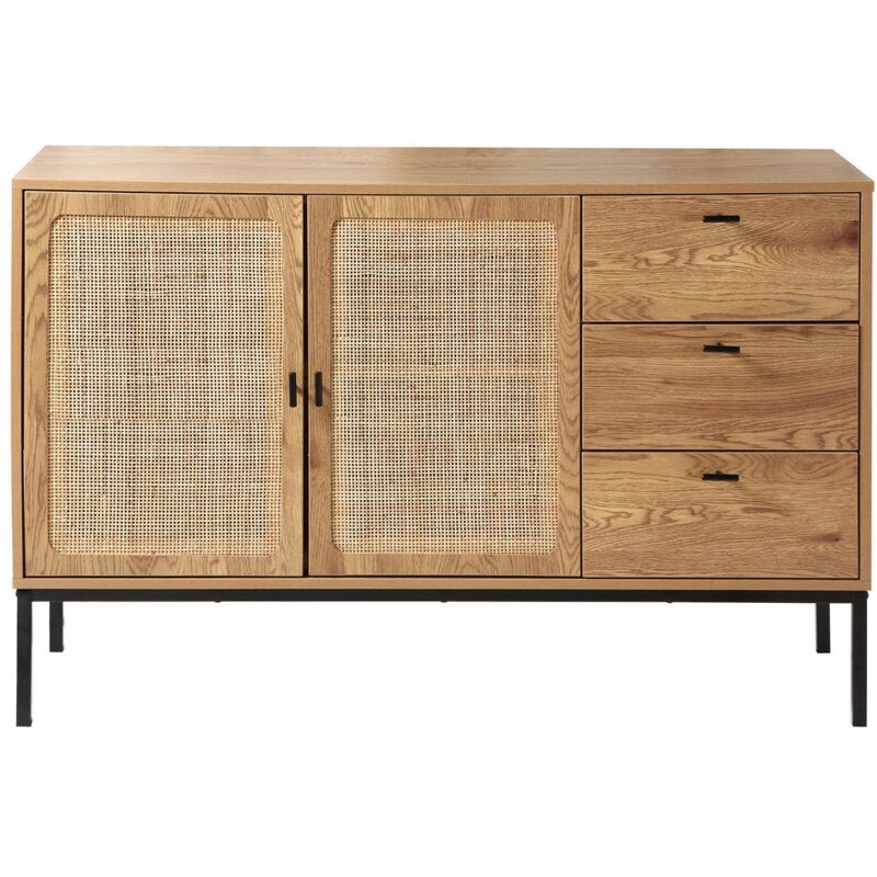 foto del prodotto calicosy credenza con 2 ante e 3 cassetti in rattan l120 cm jaya
