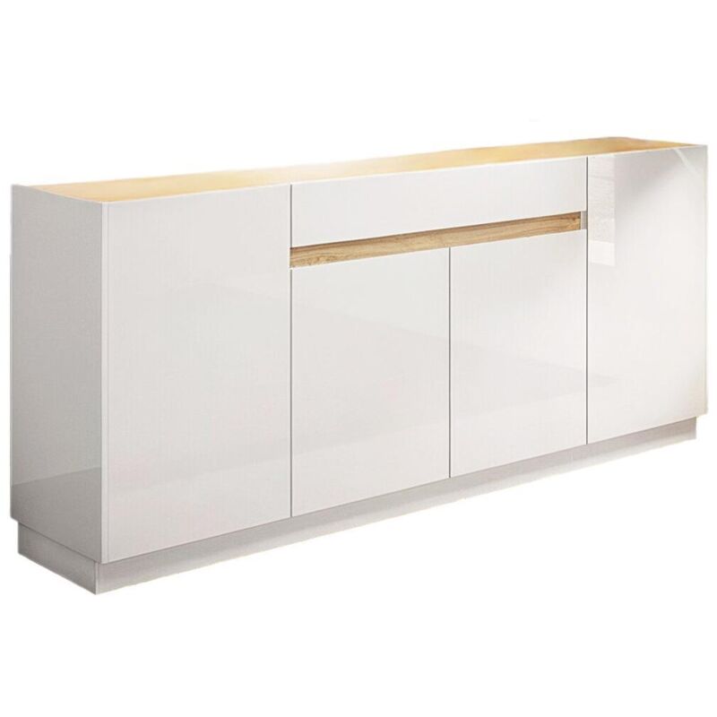 foto del prodotto calicosy credenza con 4 ante e 1 cassetto bianco e naturale emora
