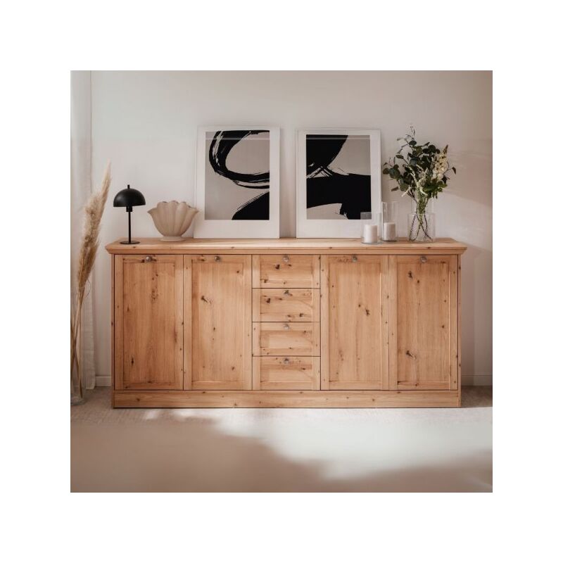 foto del prodotto calicosy credenza timber 51a con 4 ante e 4 cassetti colore rovere anticato