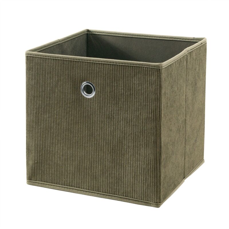 foto del prodotto calicosy cubo pieghevole in tessuto velluto a coste verde kaki h27 cm