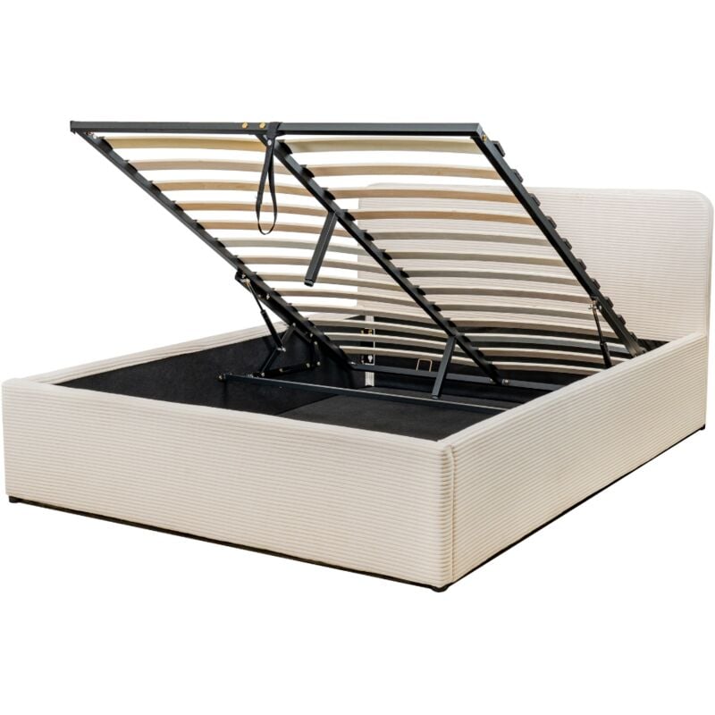 foto del prodotto calicosy letto contenitore 160x200 cm con testiera rivestita in velluto beige livy