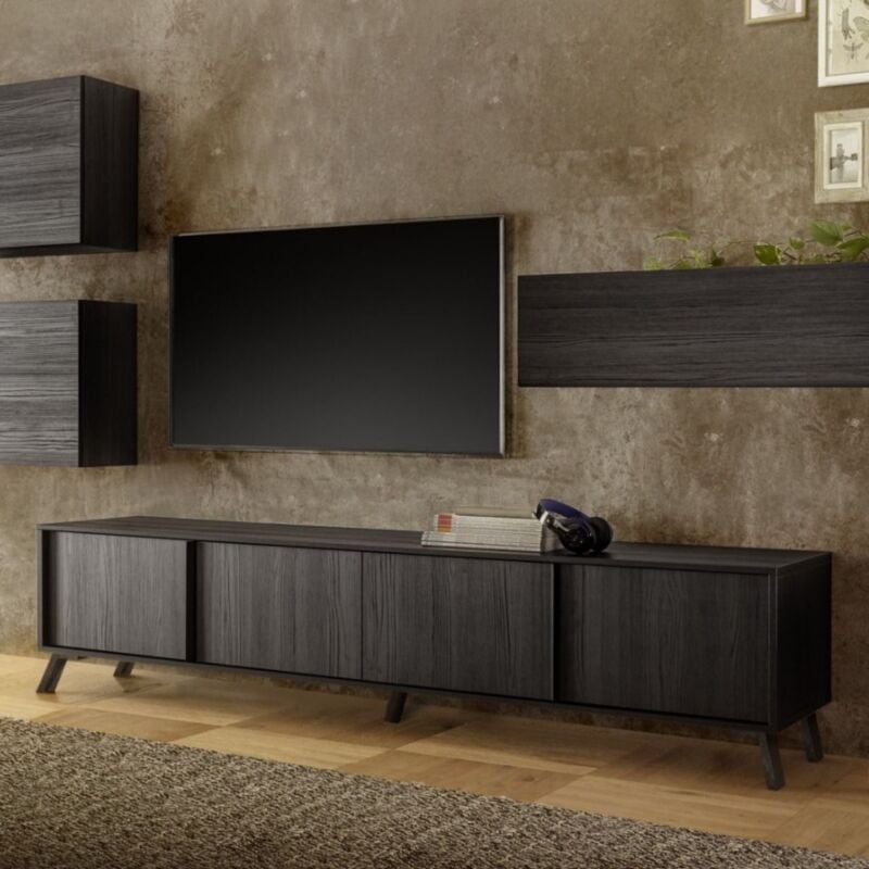 foto del prodotto calicosy porta tv 4 ante linea mito finitura nero frassinato