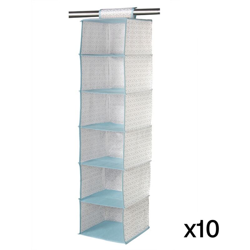 foto del prodotto calicosy set di 10 scaffali con 6 scomparti in tessuto bianco e blu