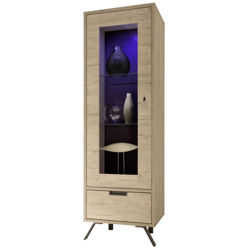 foto del prodotto calicosy vetrina 1 porta in vetro con 1 cassetto senza illuminazione h177 cm palma