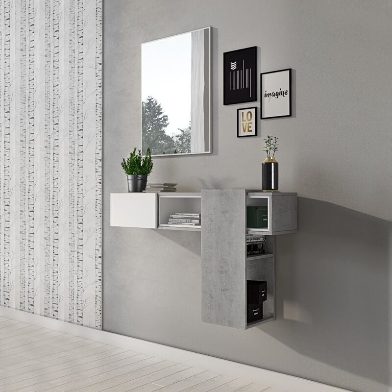 foto del prodotto calitan - mobile da ingresso move cemento e bianco