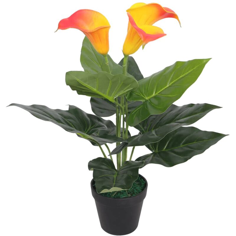 foto del prodotto calla lily artificiale con vaso 45 cm rosso e giallo - vidaxl