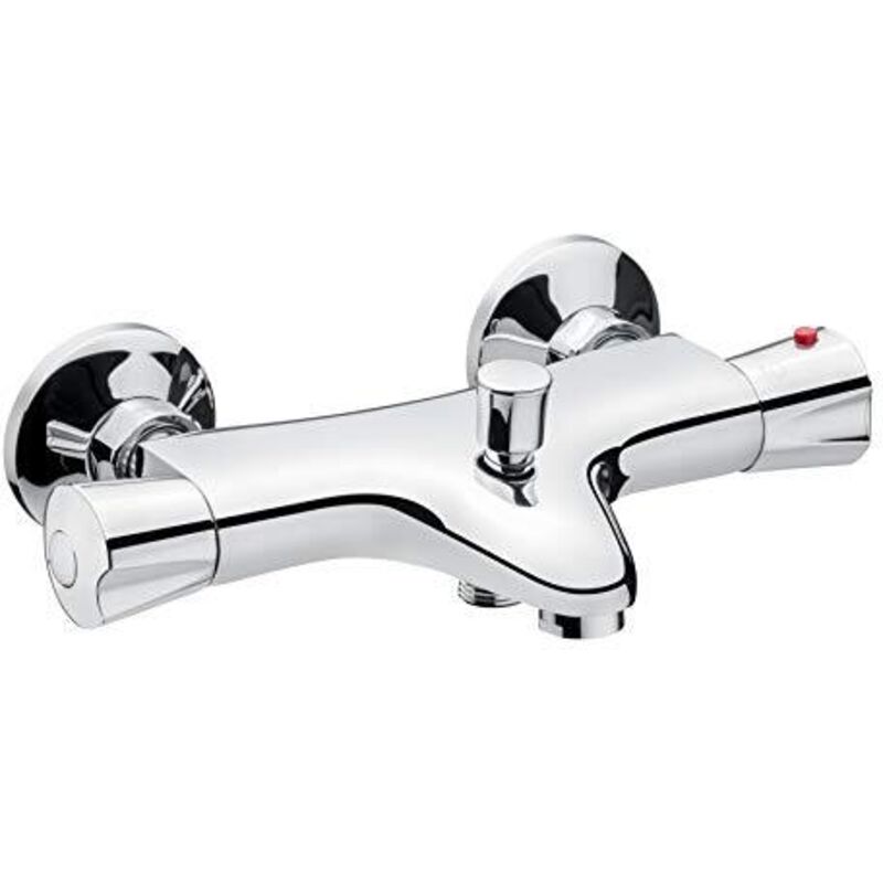 foto del prodotto calma calm2 - miscelatore termostato per vasca da bagno in ottone cromato con maniglia di selezione della temperatura e barriera per acqua calda, per