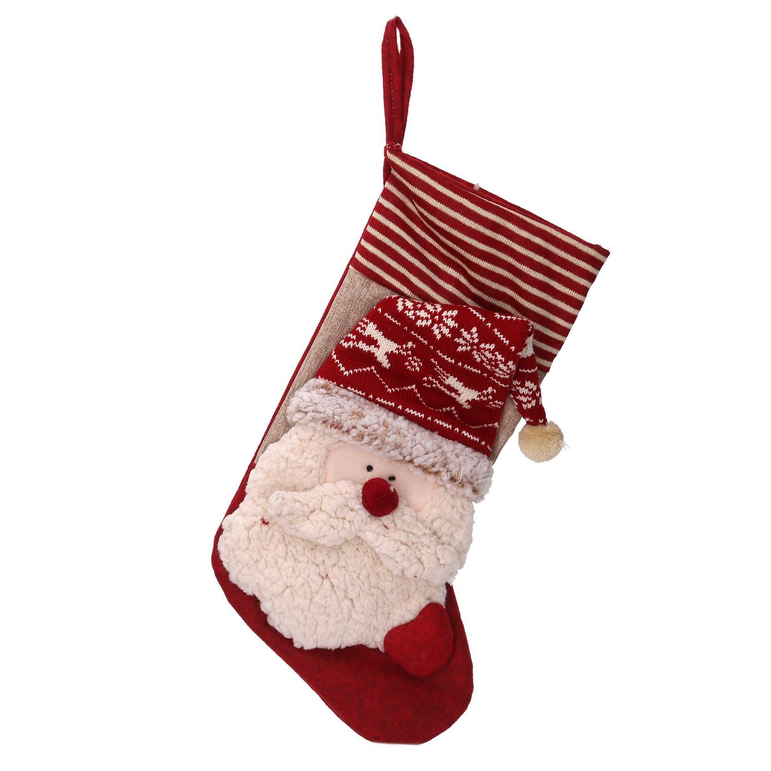 foto del prodotto calza natalizia babbo natale rosso in tessuto 46x25x2 cm